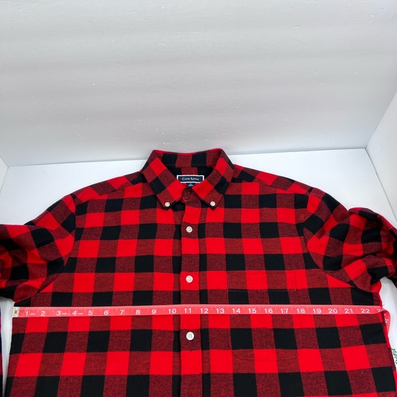 CLUB ROOM SIZE MEDIUM MENS RED & BLACK PLAID CHECKERED LONG SLEEVES SHIRT - Picture 14 of 16